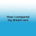 How I compared my dream cars