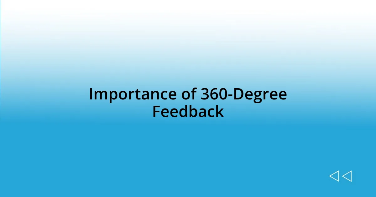 Importance of 360-Degree Feedback