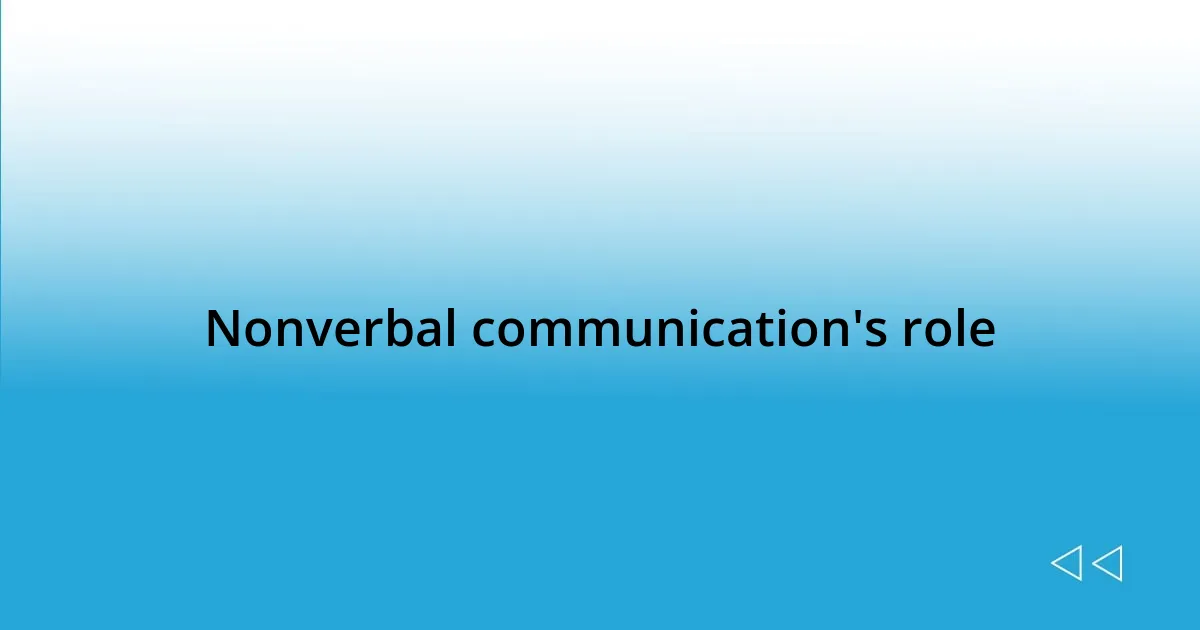 Nonverbal communication